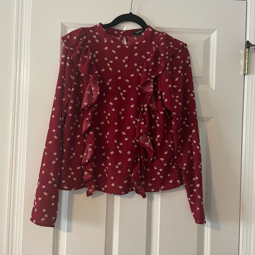 Forever 21 Floral Long Sleeve Blouse L
